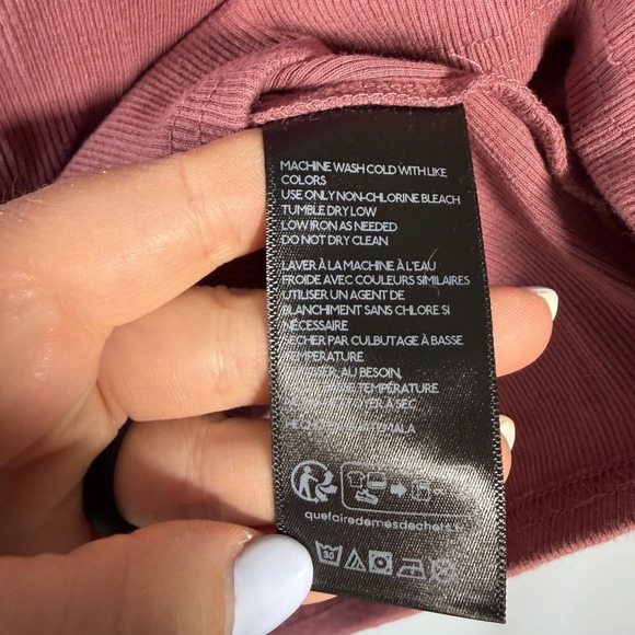 Pilcro Anthropologie Large Women's Pink Square Neck Ribbed Crop Cap Sleeve Shirt - Picture 7 of 8